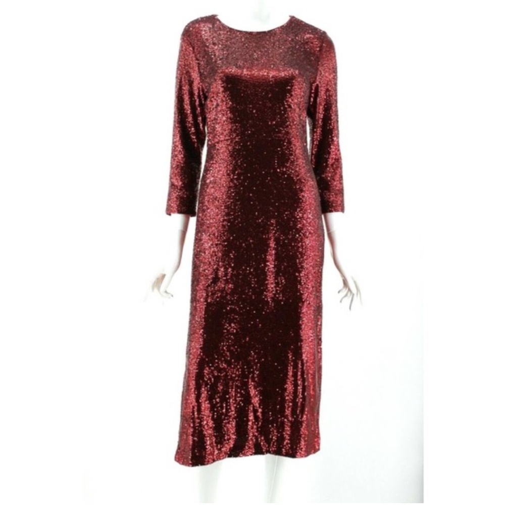 A.L.C. Jagger Sequin Midi Dress in Bordeaux - Picture 9 of 15